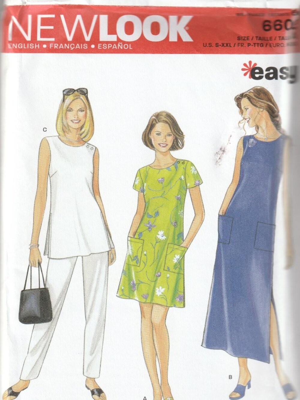 UNCUT New Look 6602 sewing pattern DRESS TUNIC PANTS sizes misses S M L XL XXL